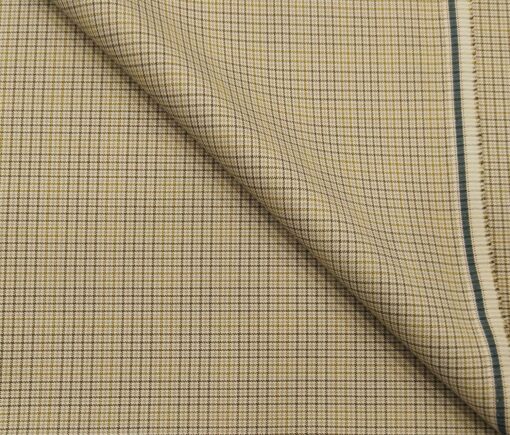 Absoluto Men's Terry Rayon Unstitched Checks Suiting Fabric (Beige)