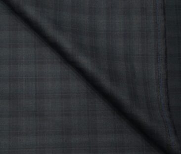 Absoluto Men's Terry Rayon Unstitched Self Checks Suiting Fabric (Dark Blue)
