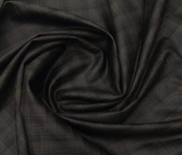 Absoluto Men's Terry Rayon Unstitched Self Checks Suiting Fabric (Dark Brown)