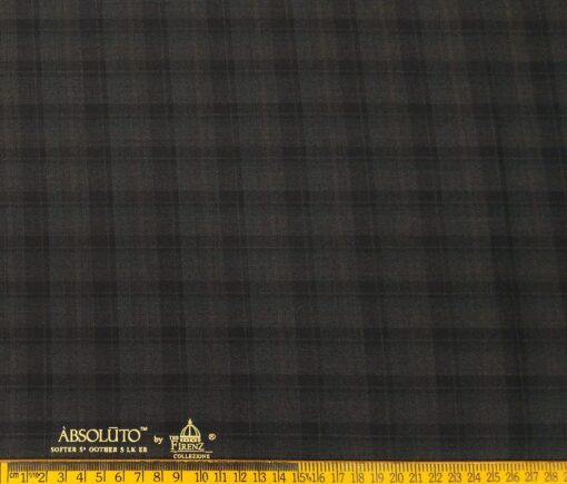 Absoluto Men's Terry Rayon Unstitched Self Checks Suiting Fabric (Dark Brown)
