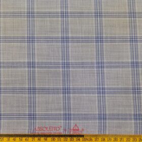 Absoluto Men's Terry Rayon Unstitched Broad Checks Suiting Fabric (Light Grey)