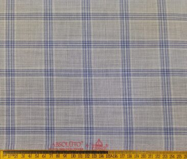 Absoluto Men's Terry Rayon Unstitched Broad Checks Suiting Fabric (Light Grey)