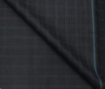 Absoluto Men's Terry Rayon Unstitched Self Checks Suiting Fabric (Dark Blueish Grey)