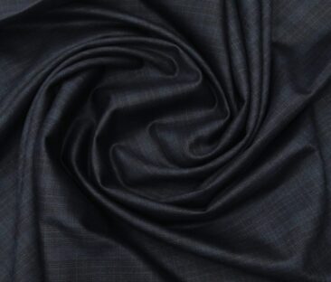 Absoluto Men's Terry Rayon Unstitched Self Checks Suiting Fabric (Dark Blue)