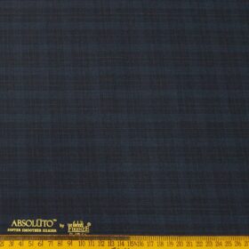 Absoluto Men's Terry Rayon Unstitched Self Checks Suiting Fabric (Dark Blue)