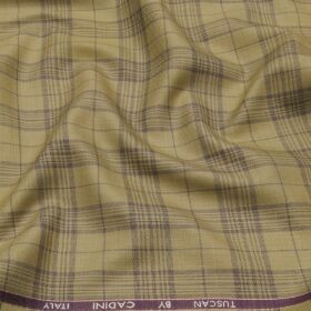 Cadini Men's Terry Rayon Unstitched Checks Suiting Fabric (Khakhi)