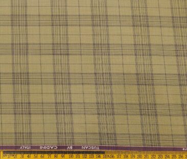 Cadini Men's Terry Rayon Unstitched Checks Suiting Fabric (Khakhi)