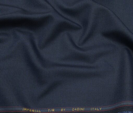 Cadini Men's Terry Rayon Unstitched Structured Suiting Fabric (Dark Blue)