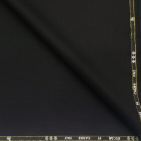 Cadini Men's Wool Super 140s Unstitched 3.25 Meter Herringbone Self Design Suit Fabric (Black)