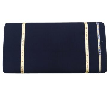 Cadini Men's Wool Super 140s Unstitched 3.25 Meter Solid Suit Fabric (Dark Blue)