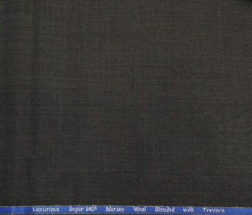 Cadini Men's Wool Super 140s Unstitched 3 Meter Self Design Suit Fabric (Dark Grey)