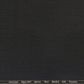 Cadini Men's Wool Super 140s Unstitched 3.25 Meter Self Striped Suit Fabric (Dark Worsted Grey)
