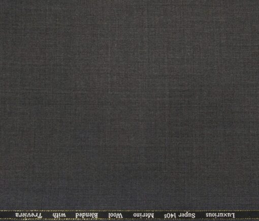 Cadini Men's Wool Super 140s Unstitched 3.25 Meter Self Design Suit Fabric (Worsted Grey)