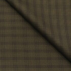 Cadini Men's Poly Wool Super 90s Unstitched Checks Suiting Fabric (Coffee Brown)