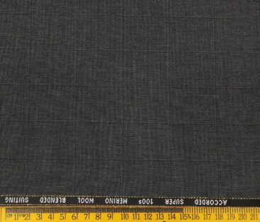 Cadini Men's Poly Wool Super 100s Unstitched Self Checks Suiting Fabric (Dark Grey)
