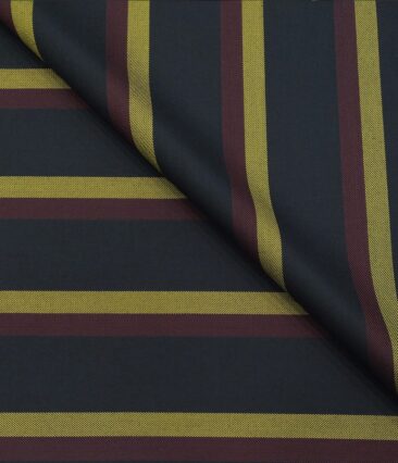 Don & Julio Men's Terry Rayon Unstitched 2 Meter Striped Suiting Fabric (Dark Blue) - Image 2
