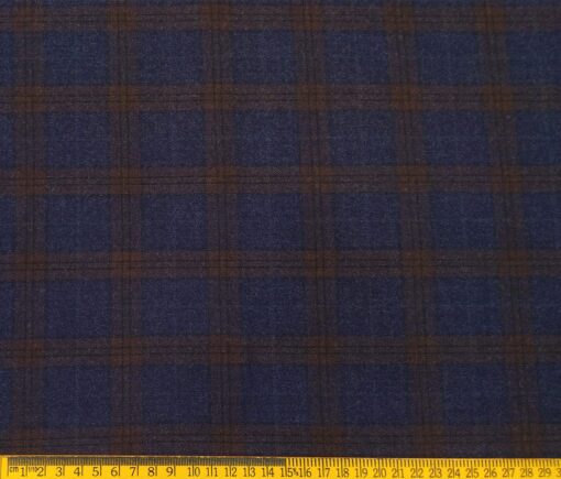 Don & Julio Men's Terry Rayon Unstitched Checks Suiting Fabric (Indigo Blue)