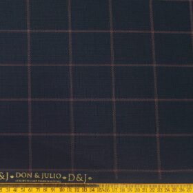 Don & Julio Terry Rayon Unstitched Structured Cum Checks Suiting Fabric (Dark Blue)