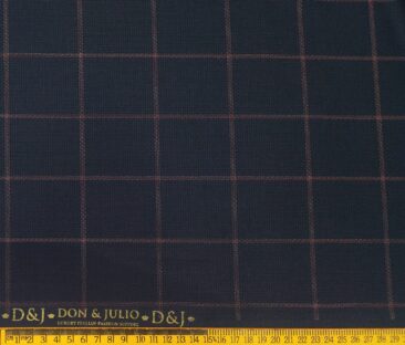 Don & Julio Terry Rayon Unstitched Structured Cum Checks Suiting Fabric (Dark Blue)