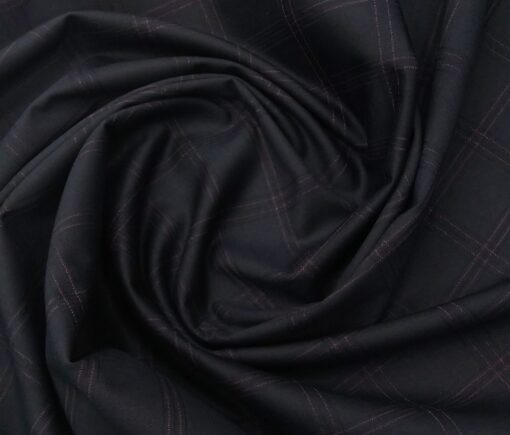 Don & Julio Terry Rayon Unstitched Checks Suiting Fabric (Dark Blueish Purple)