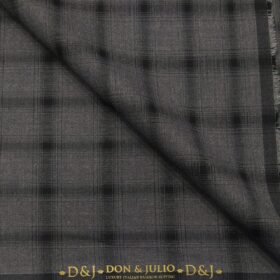 Don & Julio Terry Rayon Unstitched Checks Suiting Fabric (Grey)