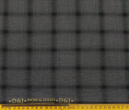 Don & Julio Terry Rayon Unstitched Checks Suiting Fabric (Grey)