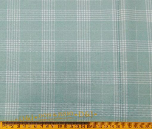 Don & Julio Terry Rayon Unstitched Checks Suiting Fabric (Mint Green)