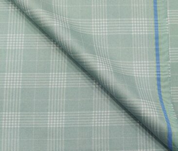 Don & Julio Terry Rayon Unstitched Checks Suiting Fabric (Mint Green)
