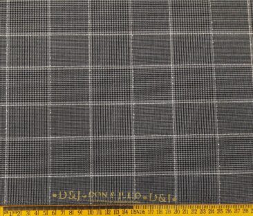 Don & Julio Terry Rayon Unstitched Structured Cum Checks Suiting Fabric (Grey)