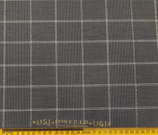 Don & Julio Terry Rayon Unstitched Structured Cum Checks Suiting Fabric (Grey)