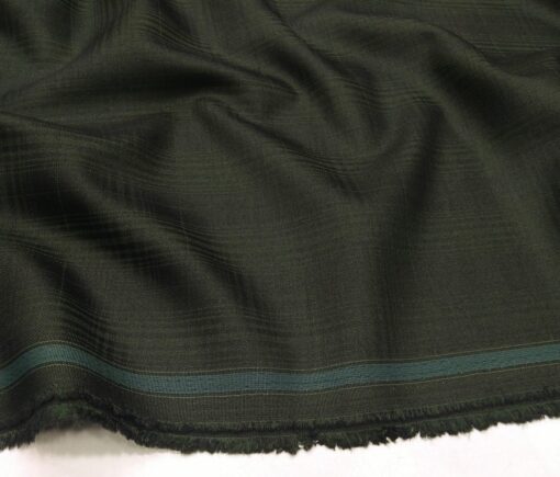 Don & Julio Terry Rayon Unstitched Self Checks Suiting Fabric (Dark Green)