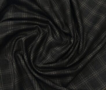 J.Hampstead Men's Terry Rayon Unstitched Broad Checks Suiting Fabric (Black)