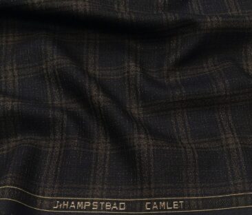 J.Hampstead Men's Terry Rayon Unstitched Broad Checks Suiting Fabric (Dark Blue)