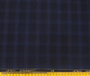 J.Hampstead Men's Terry Rayon Unstitched Broad Checks Suiting Fabric (Dark Blue)