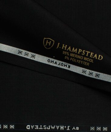 J.Hampstead Men’s 95% Wool Super 150's Unstitched Solid Suiting Fabric (Jet Black) - Image 6