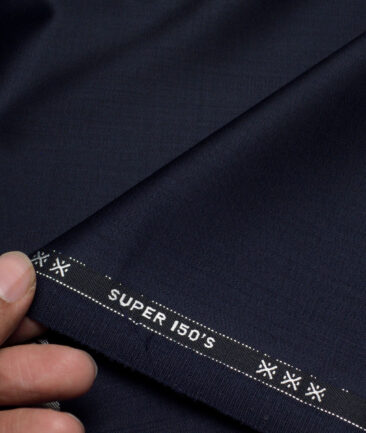 J.Hampstead Men's 95% Wool Super 150's Unstitched Solid Suiting Fabric (Navy Blue) - Image 2