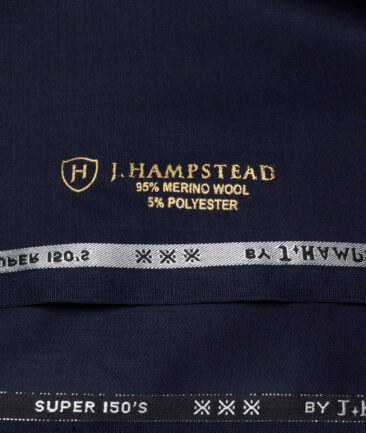 J.Hampstead Men's 95% Wool Super 150's Unstitched Solid Suiting Fabric (Navy Blue) - Image 6