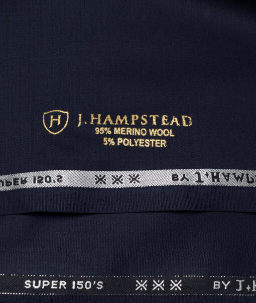 J.Hampstead Men's 95% Wool Super 150's Unstitched Solid Suiting Fabric (Navy Blue) - Image 6