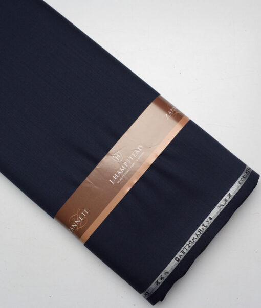 J.Hampstead Men's 95% Wool Super 150's Unstitched Solid Suiting Fabric (Navy Blue) - Image 7
