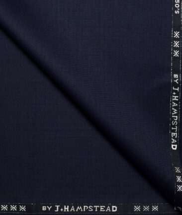 J.Hampstead Men's 95% Wool Super 150's Unstitched Solid Suiting Fabric (Navy Blue)