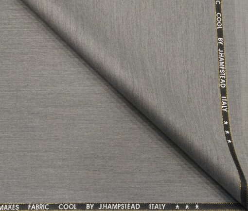 J.Hampstead Men's Poly Wool Super 100s Unstitched Self Design Suiting Fabric (Silver Grey)