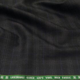 Raymond Men's Wool Super 120s Unstitched 3.25 Meter Self Checks Suiting Fabric (Greyish Black)