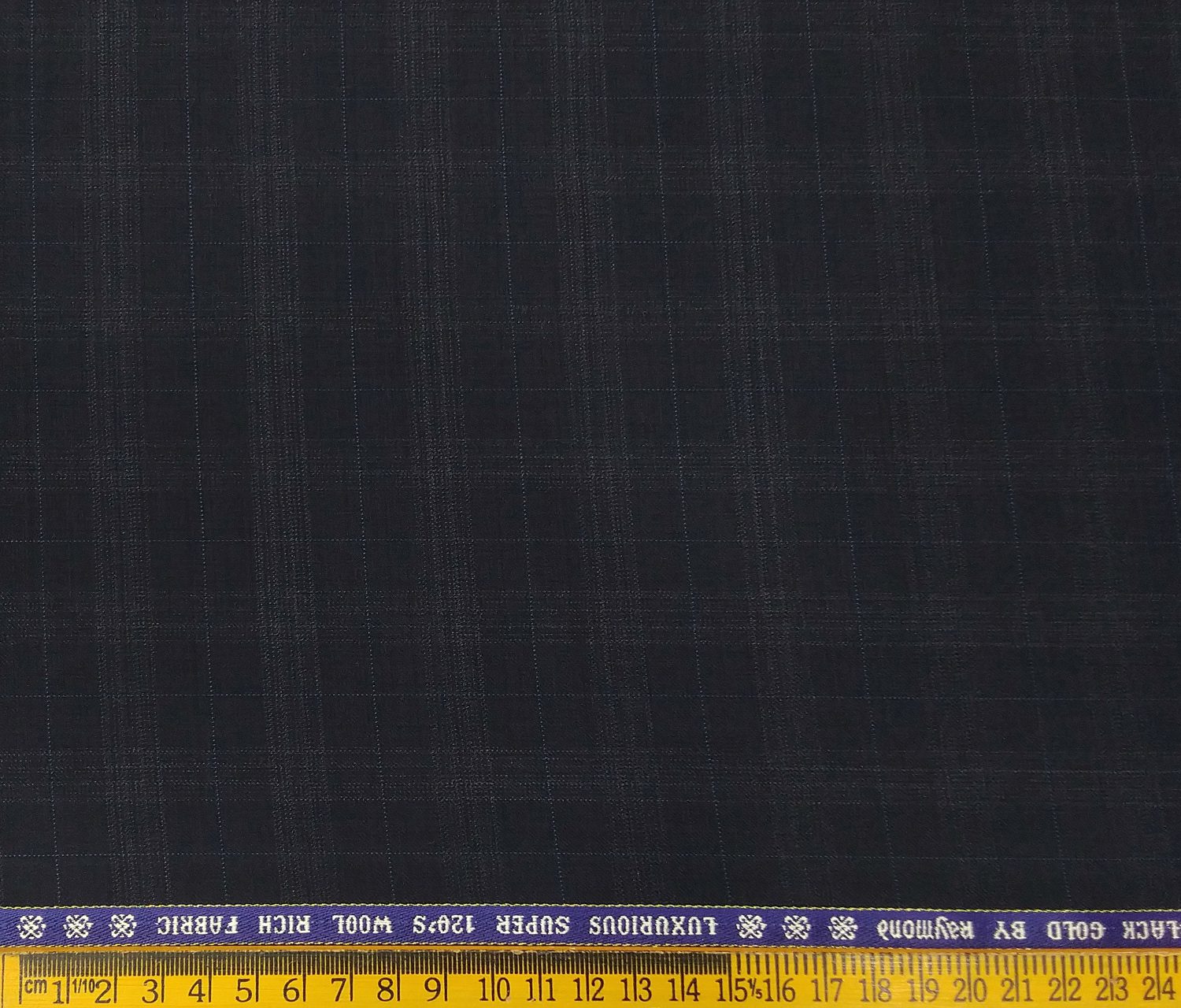 Raymond Men's Wool Super 120s Unstitched 3.25 Meter Self Checks Suiting Fabric (Dark Blue)