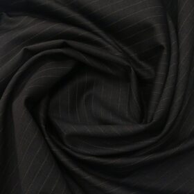 Vercelli Italy Men's Wool Super 120s Unstitched 3.25 Meter Brown Stripes Suiting Fabric (Black)