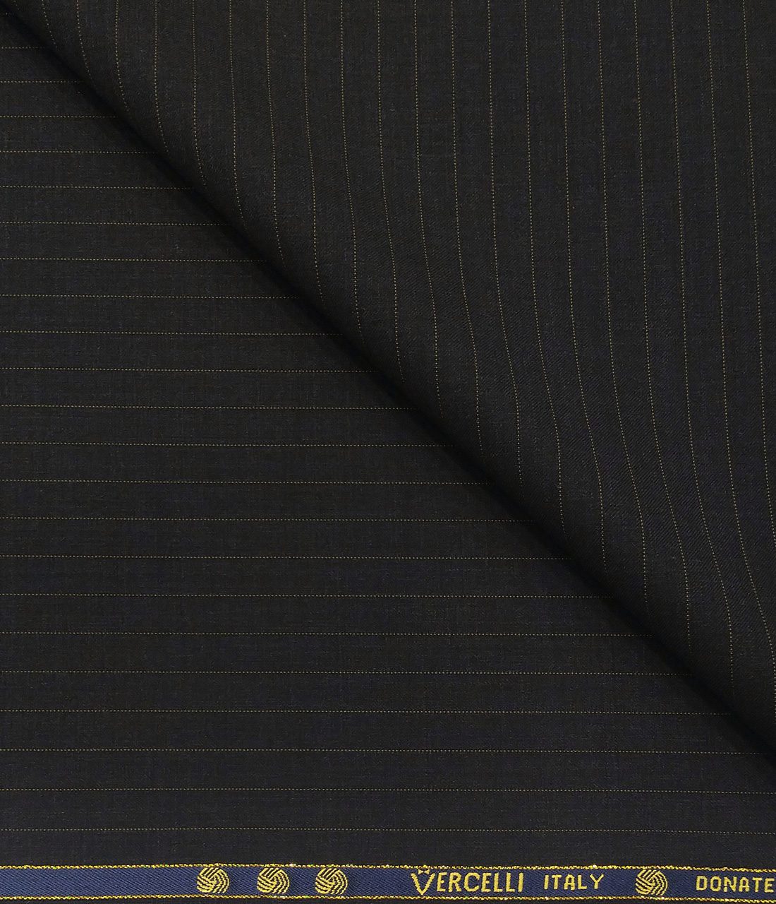 Vercelli Italy Men's Wool Super 120s Unstitched 3.25 Meter Brown Stripes Suiting Fabric (Black)