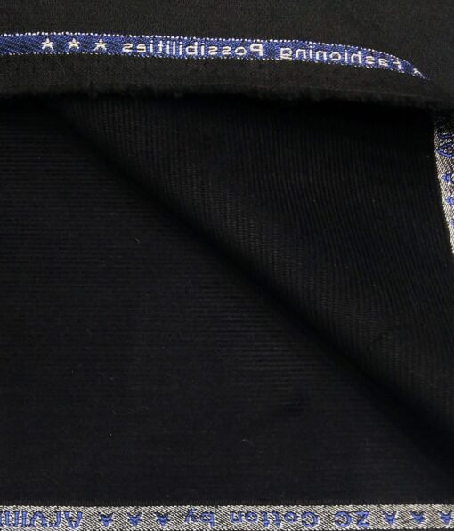 Arvind Men's Cotton Non-Stretchable Unstitched 1.50 Meter Corduroy Trouser Fabric (Black)
