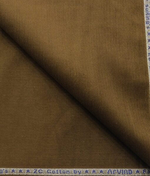 Arvind Men's Cotton Non-Stretchable Unstitched 1.50 Meter Corduroy Trouser Fabric (Coffee Brown)