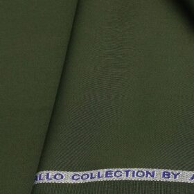 Arvind Men's Cotton Stretchable Unstitched 1.35 Meter Solid Satin Weave Trouser Fabric (Juniper Green)