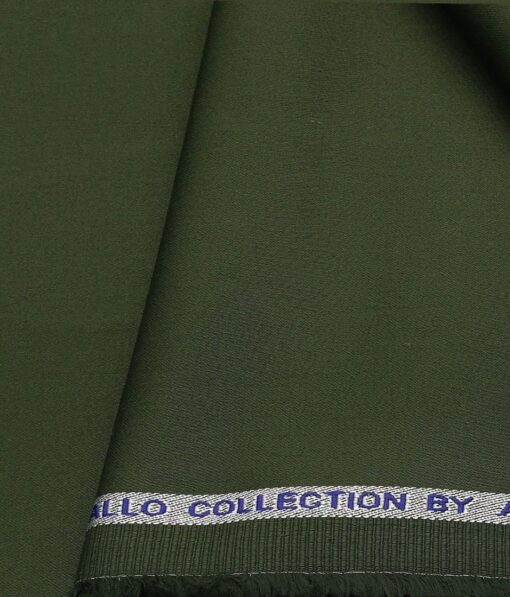 Arvind Men's Cotton Stretchable Unstitched 1.35 Meter Solid Satin Weave Trouser Fabric (Juniper Green)