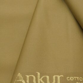 Arvind Men's Cotton Stretchable Unstitched 1.35 Meter Solid Satin Weave Trouser Fabric (Fawn Beige)